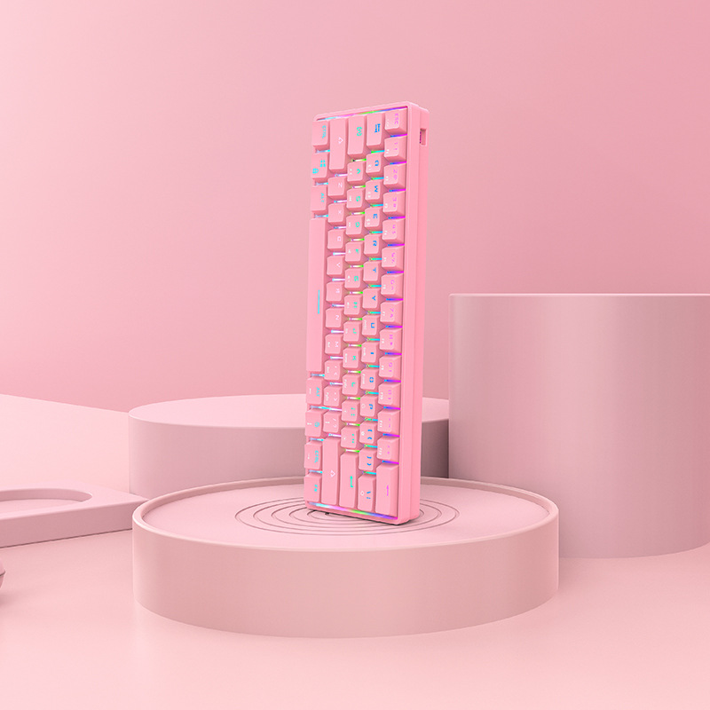 竞帝61键三模 RGB发光真机械无线充电便携亚马逊现货蓝牙机械键盘