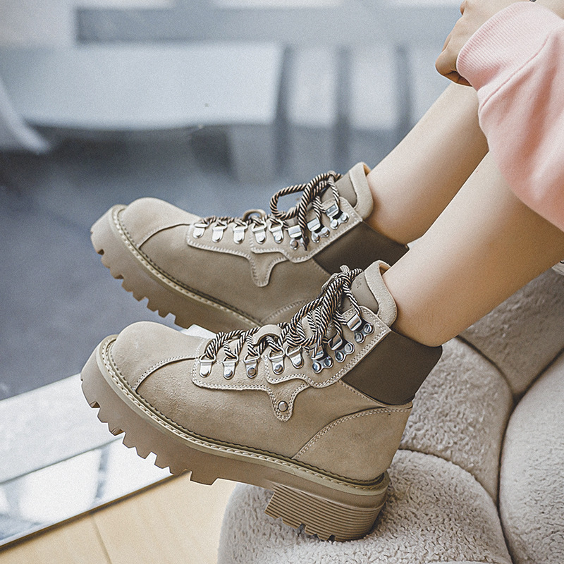 Cowhide autumn and winter men's work boots new retro couples to increase big yellow boots men's shoes_voghion.com