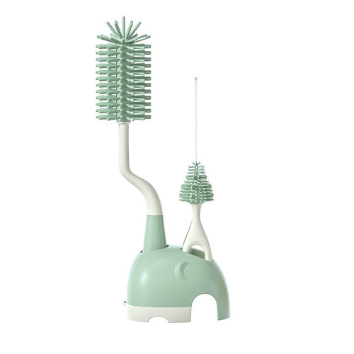 Silicone bottle brush baby pacifier brush straw brush 360 degree rotating cup cleaning tool cleaning with base