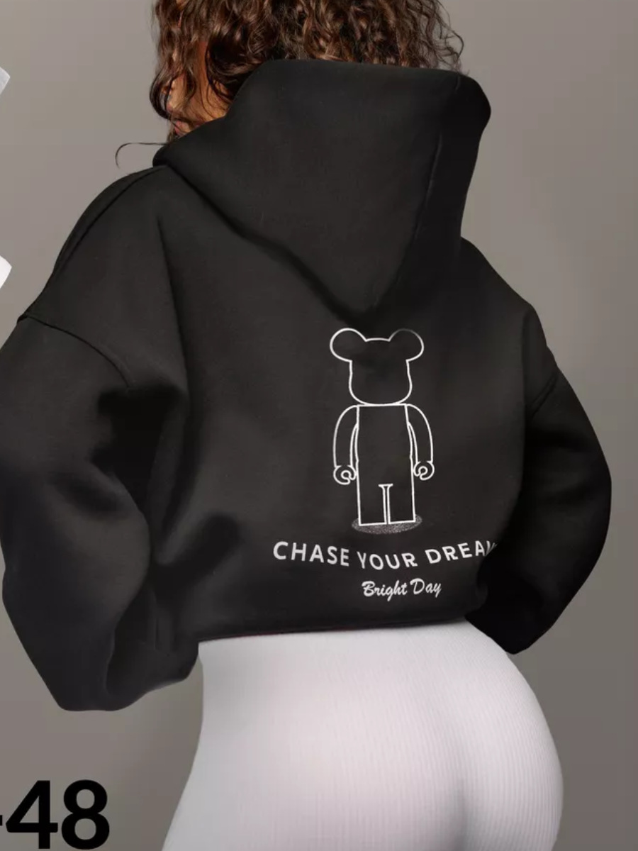 Felpa con cappuccio ampia e comoda, nuova, autunno inverno, design semplice, stampa, oversize, versatile, top._voghion.com