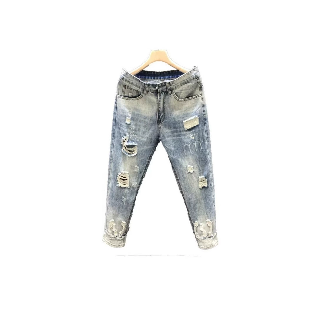 Летние джинсы, легкие штаны, корейский стиль, slim fit