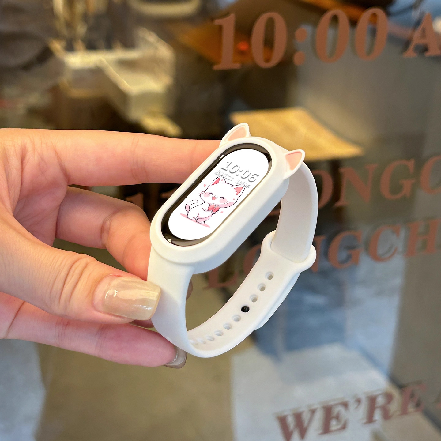 Suitable for Xiaomi Mi Band 10 Watch Strap 9 Ceramic Version Cat Ear Integrated Silicone Watch Strap 8Nfc Version Cartoon Protective Cover