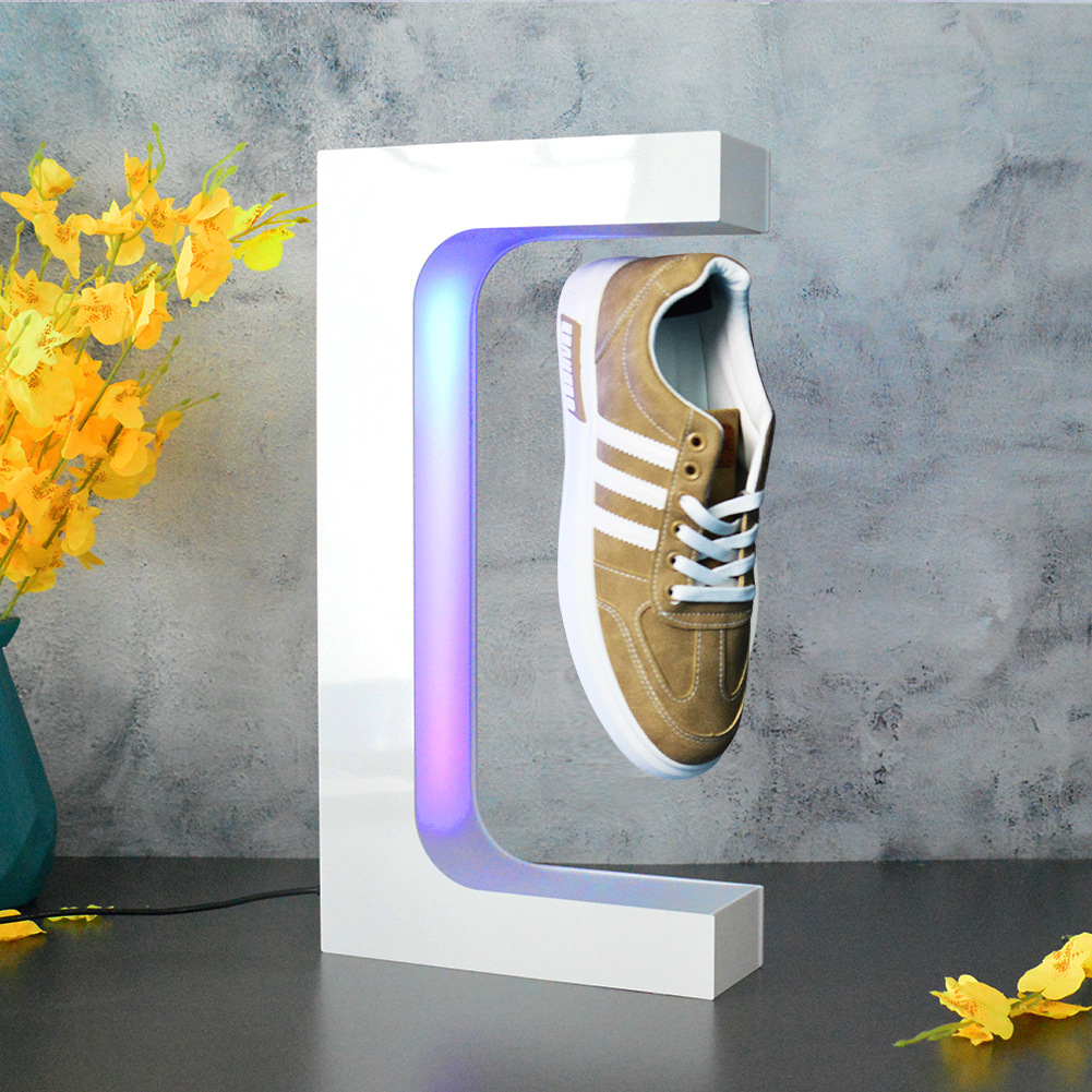 Soporte de Exhibición Giratorio con Levitación Magnética para Zapatos, de Acrílico, con Luz LED, para Comercio