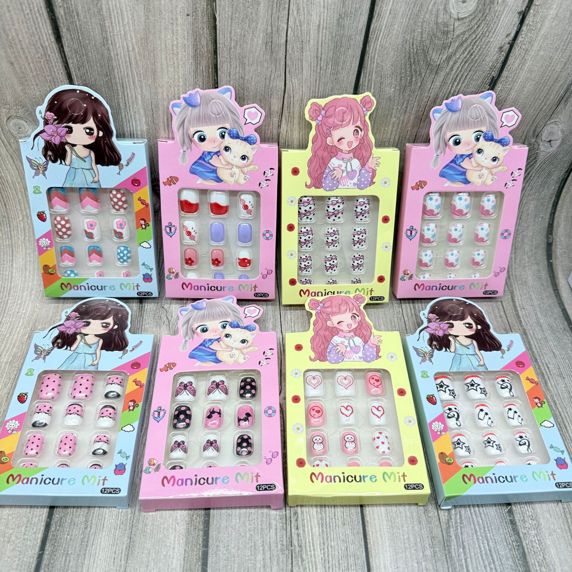 Pieza de belleza de uñas parche de uñas falso con pegamento calcomanías de uñas desgarrable Estudiante Adulto esmalte de uñas