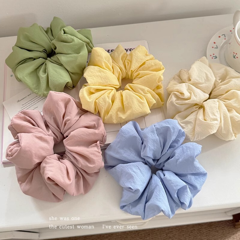 Korean Cream-Colored Fluffy Sponge Hair Tie for Women, High-End Bun Hair Tie, Sweet Girl Ponytail Hair Tie