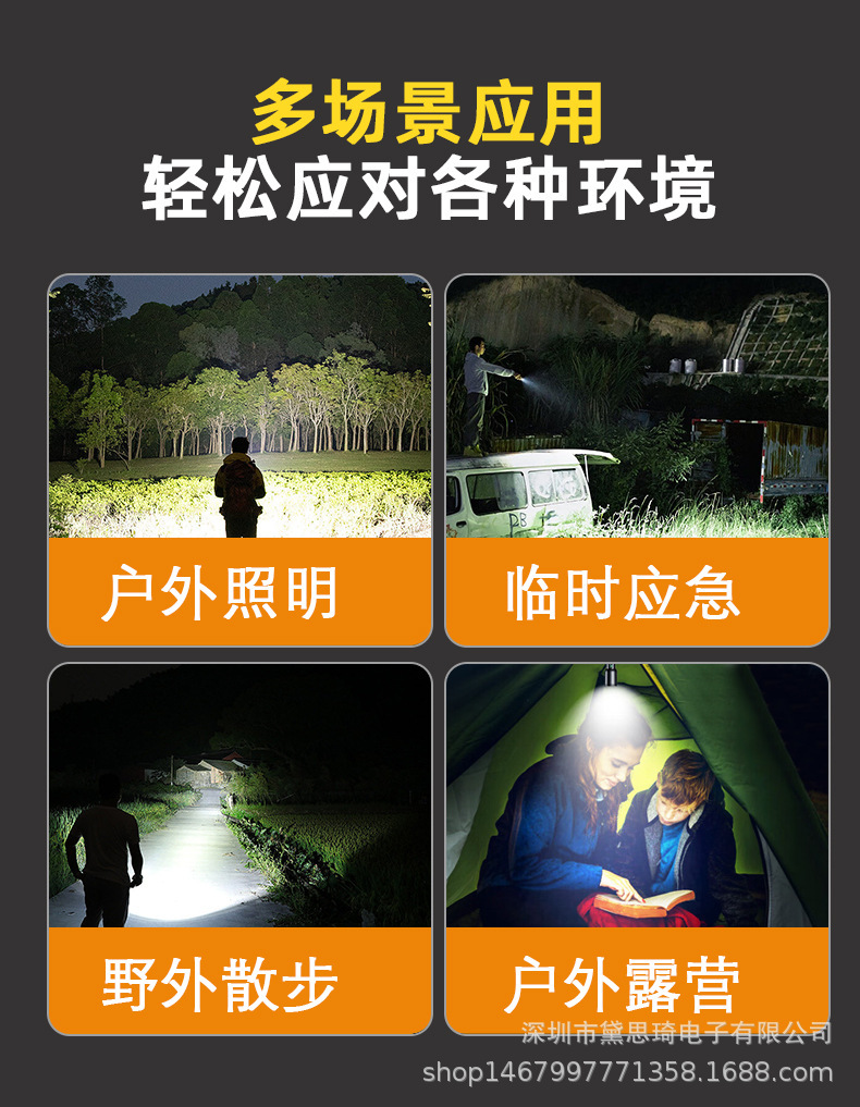 Cross-border new model, compact and powerful flashlight with white laser, high-intensity beam, long-range illumination, ultra-bright, high-power, rechargeable, and portable for outdoor use