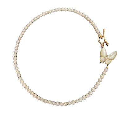 蝴蝶颈链贝母蝴蝶元素搭配4-4.5小珠淡水珍珠仙气十足尾部OT扣|ms