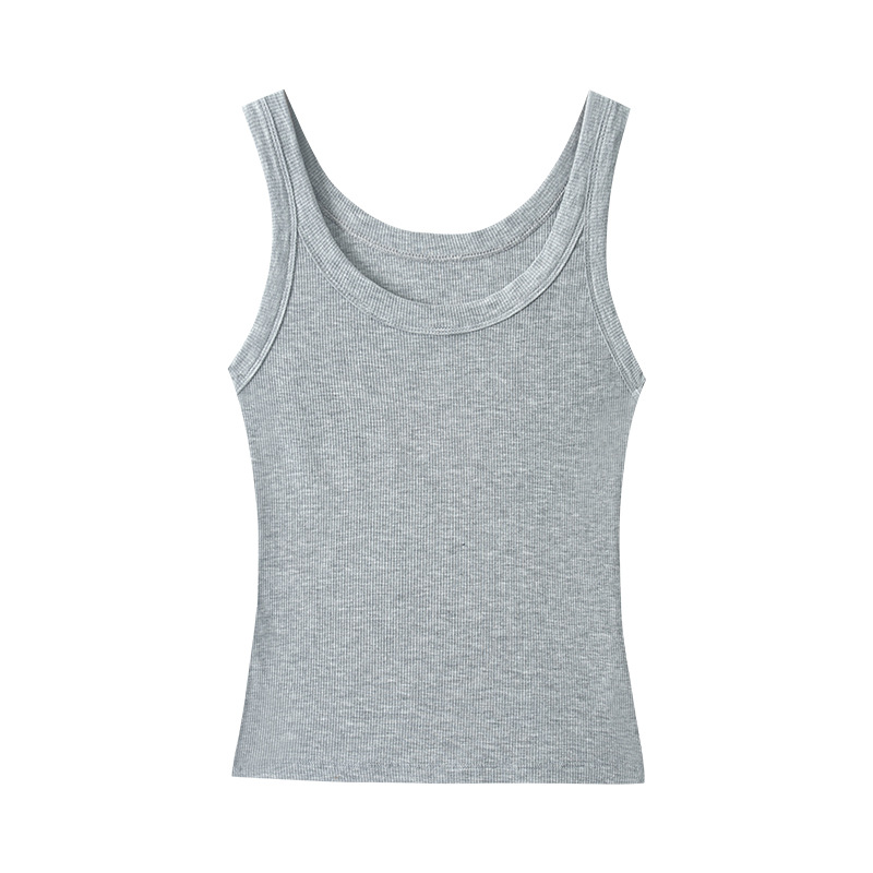 Camisola cubierta interior de las mujeres pecho Correa hombro ancho bottoming Top sin costuras transpirable verano desgaste exterior hilo cuello redondo chaleco