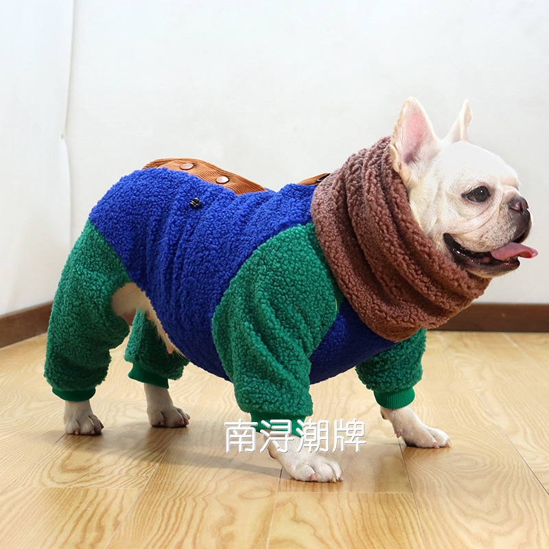 FADOU 두꺼운 네 다리 옷 한 겨울 어린 양 벨벳 따뜻한 기모 퍼그 개 뚱뚱한 개 겨울 개 옷