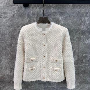 Xiaozhong Autumn and Winter New Women's Wool Stitching Single-breasted Cardigan Warm Down Jacket Simple All-match Jacket