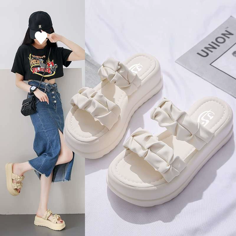 2025 модные и элегантные удобные повседневные сандалии на платформе в стиле феи, легкие нескользящие сандалии на толстой подошве, верхняя одежда в корейском стиле для женщин