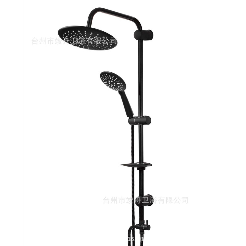 Ducha de cobre transfronterizo conjunto de ducha de válvula de mezcla negra bañera de grifo de ducha simple booster top