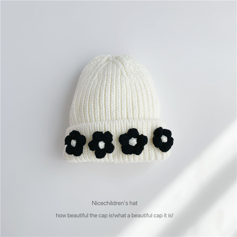 Unisex Flower knitted hat ins style women's fall everything autumn winter parent-child warm woolen hat_voghion.com