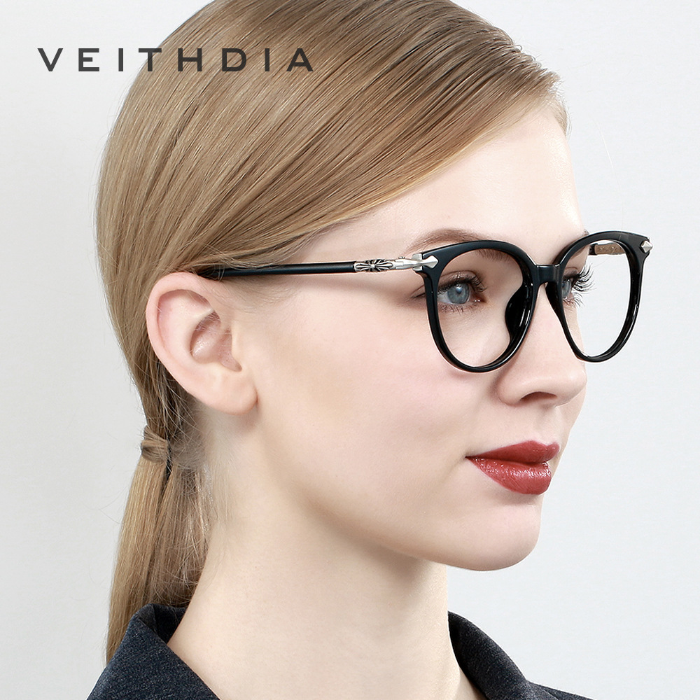 VEITHDIA moda tallada ordenador espejo óptico gafas marco TR90 llano retro gafas fabricante en stock 8003