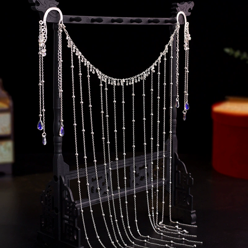 Hanfu древнее лицо занавес висящих ушей с длинными кисточками серебряный костюм аксессуары головные уборы супер сказочные аксессуары для волос вуаль женщина высокого качества