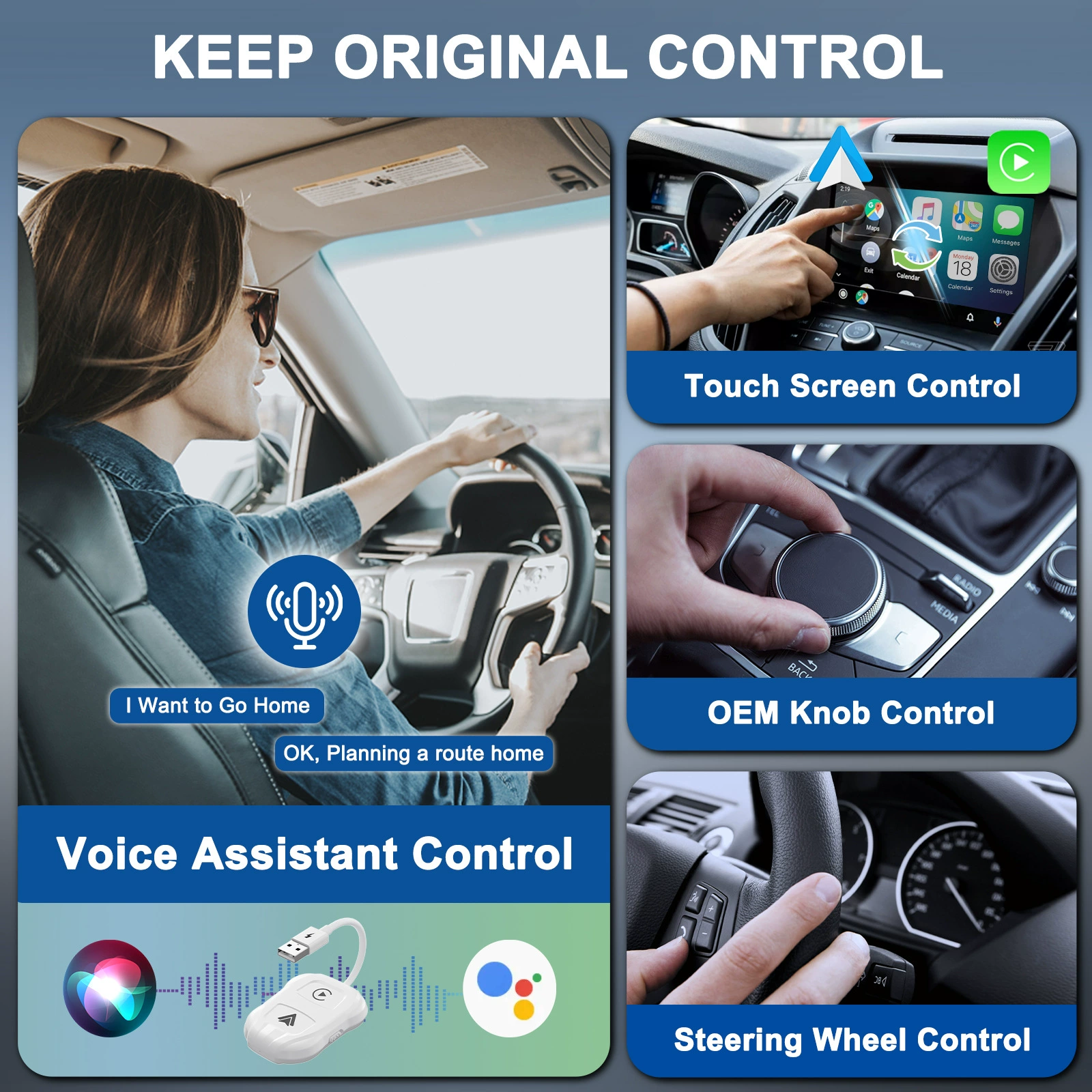 Коробка беспроводного CarPlay Direct и проводной Android Auto CarPlay Box Two-in-One