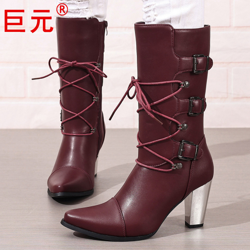 In-Stock Item for Immediate Shipment: Shein 2026 New Model In-Stock Autumn/Winter Women's Shoes, Chunky Heel Embroidered Women's Mid-Calf Leather Boots In-Stock Item for Immediate Shipment: Shein 2026 New Model In-Stock Autumn/Winter Women's Shoes, Chunky Heel Embroidered Women's Mid-Calf Leather Boots