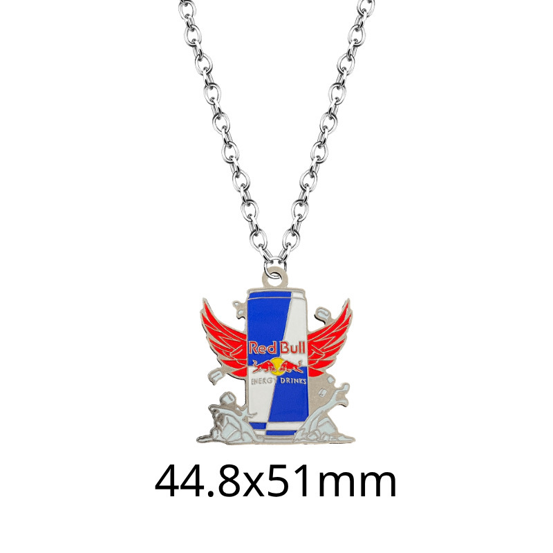 Metal Cartoon Animal Drink Brand Pendant Anime Pirate Luffy Zinc Alloy Keychain Necklace Spot Wholesale
