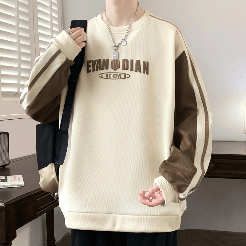 Spring sweatshirt, universal demi-season black long-sleeve, trend of season, loose fit