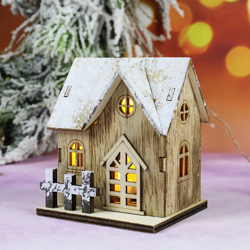クリスマスの新しい装飾発光小屋LED木製クリスマスの小さな家クリスマスのテーブルの装飾ペンダント|undefined