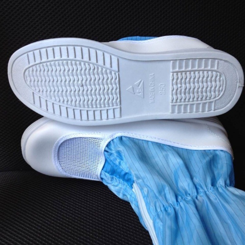 透气网面防静电PVC硬底靴 连体服鞋子 柔软舒适SPU底高套筒无尘靴