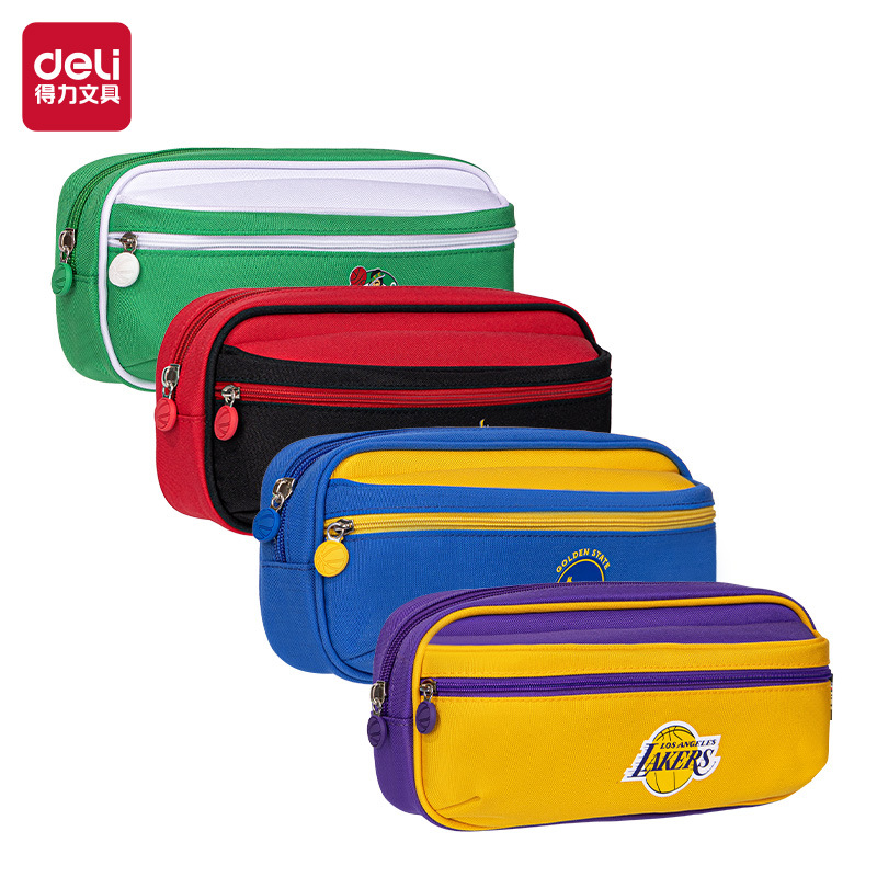 得力66914A運動NBA複合式多用途筆袋聯名筆袋學生大容量文具盒