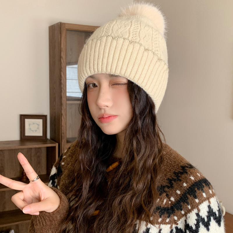 冬季新款帽子女大头围加厚针织帽时尚百搭显脸小包头帽休闲毛线帽|undefined