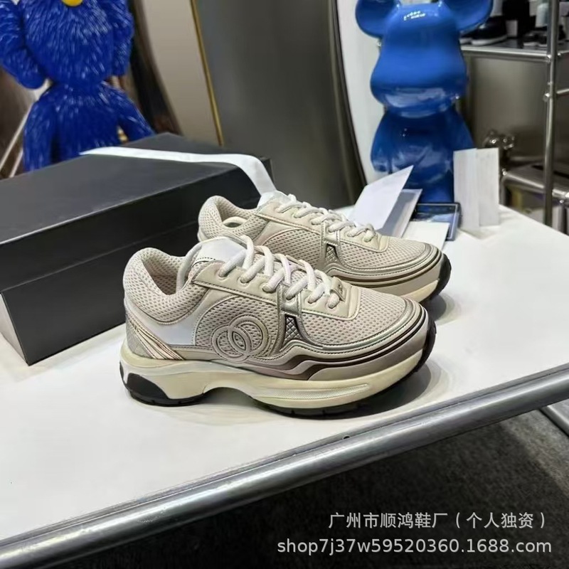 高版银角大王运动鞋真皮厚底老爹鞋网面百搭系带透气休闲运动鞋女|undefined