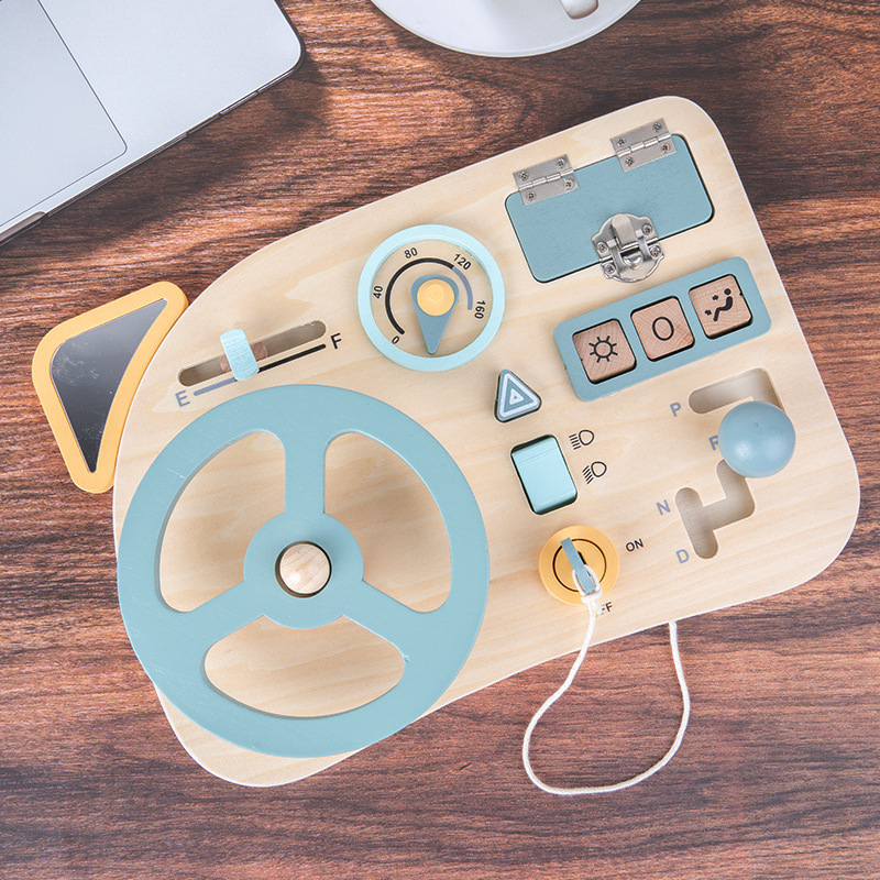 Children's Early Education Simulation Steering Wheel Simulation Toys Wooden Busy Board Cognitive Unlocking Daily Car Instrument Toys Children's Early Education Simulation Steering Wheel Simulation Toys Wooden Busy Board Cognitive Unlocking Daily Car Instrument Toys