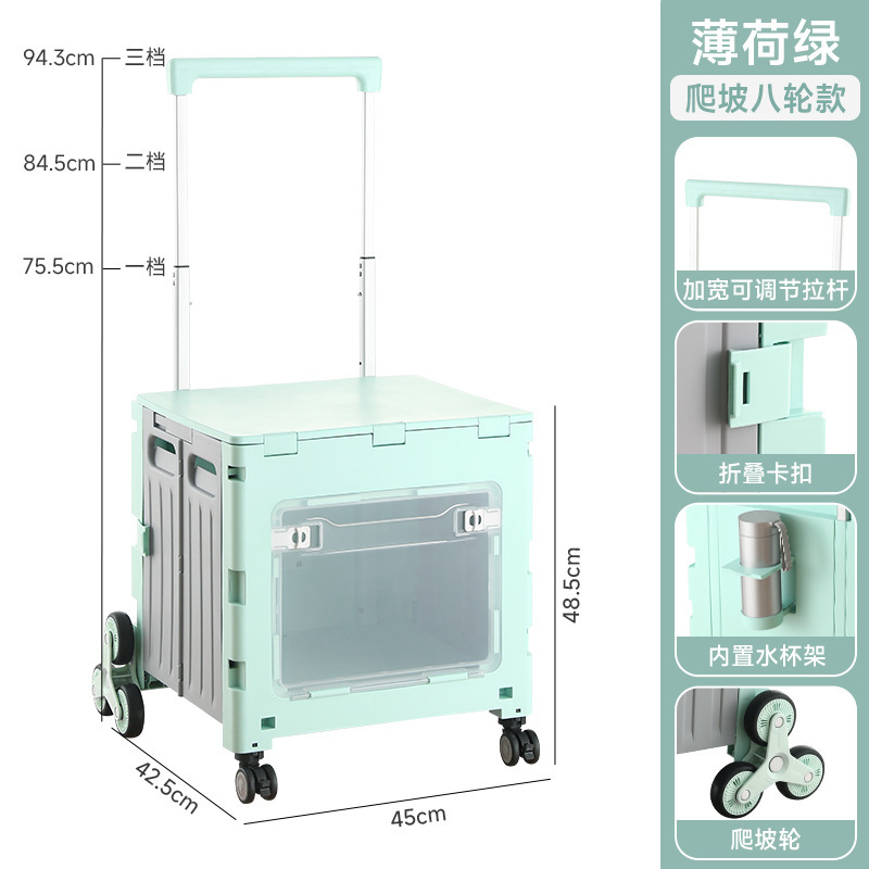 Carrito de compras plegable montado en automóviles de You耐, almacenamiento de plástico para comprar verduras, carro de extracción transparente, marco de almacenamiento al aire libre, carro de campamento