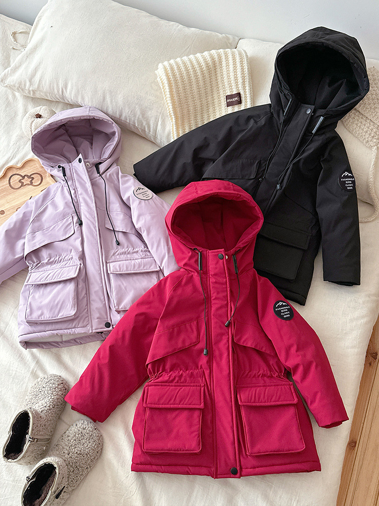 [en stock] chaqueta a prueba de viento de cáscara blanda de niñas invierno nuevo traje de asalto de niños con chaqueta de algodón y terciopelo