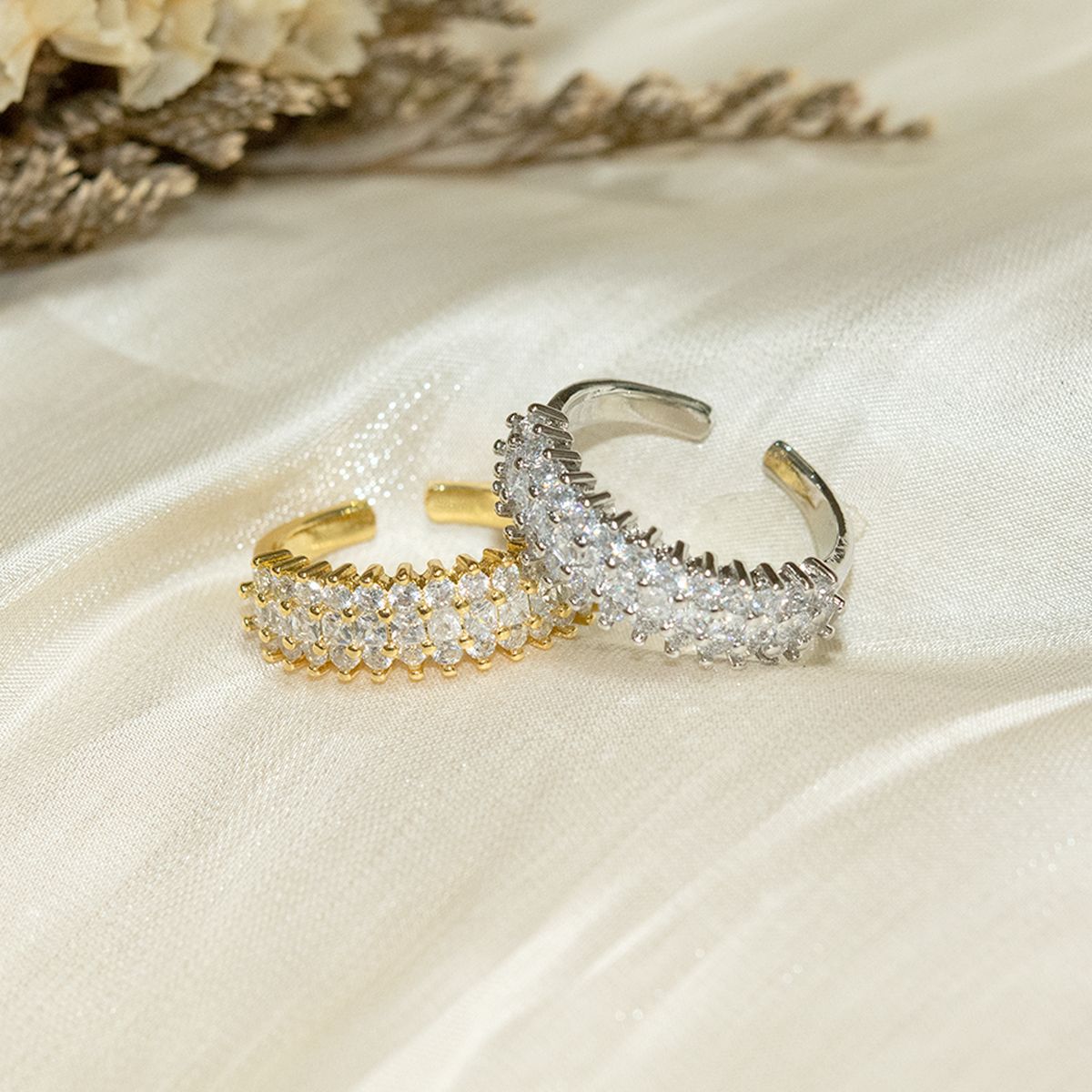 Oval Cz Engagement Ring And Stackable Ring Set In Sterling Silver_voghion.com