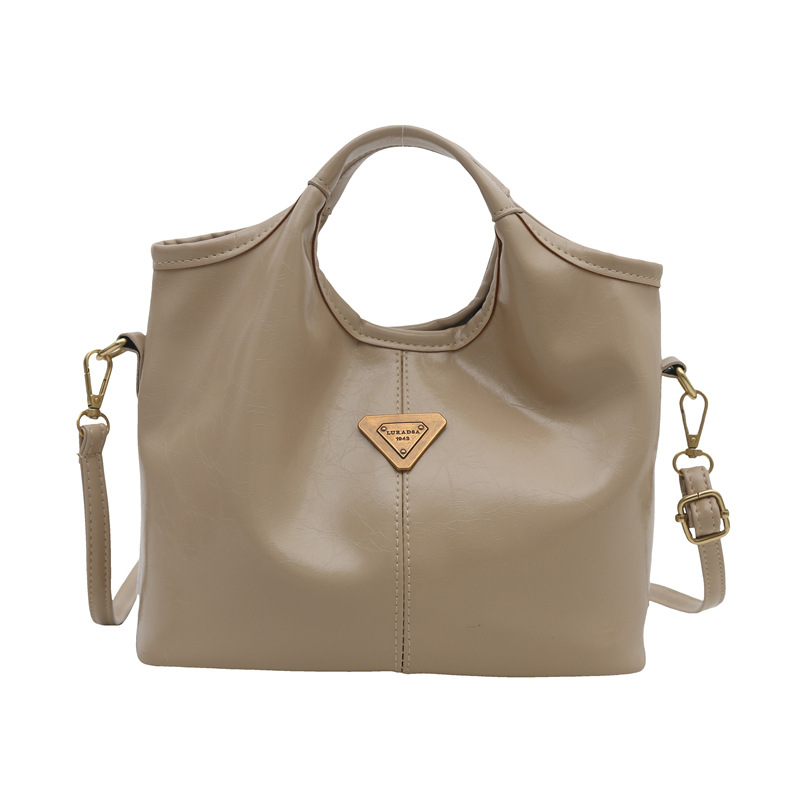 2025 primavera nueva gran capacidad de piel de aceite sensación bolso de mano bolso de mujer moda retro bolso de hombro