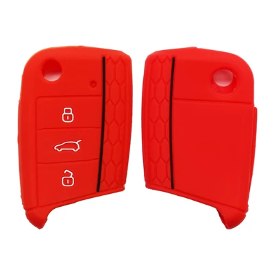 Silicone Car Key Case, Static Rod/Key Bag - red-black-lines