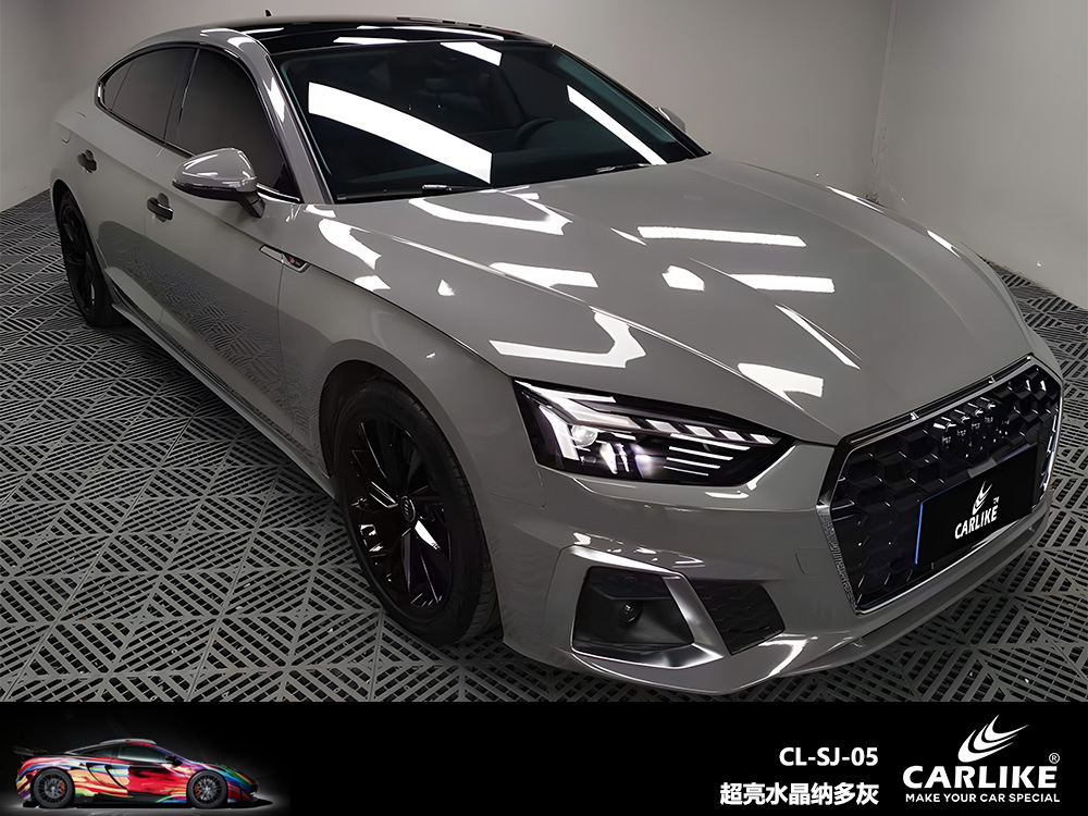 Carlake Super brillante cristal negro coche de color cambiante película brillante superficie cuerpo película cemento gris completo coche de color cambiante pegatinas decorativas