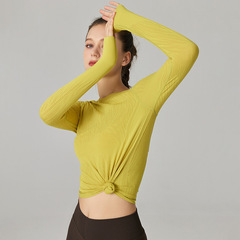 3D Slimming Textured Fashion High-Grade Double 6 Yarn Integrated Knit Sports Long-Sleeve T-Shirt