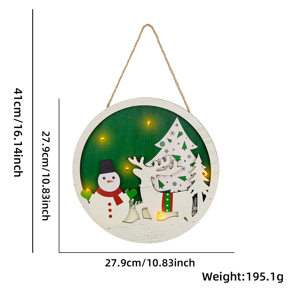 Placa de madera de Elk de muñeco de nieve (con luz)