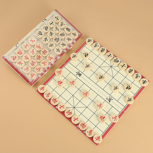 Wholesale Golden Horse King Wood Connected Chess Folding Chess Box Solid Wooden Box Children's Training Learning Chess