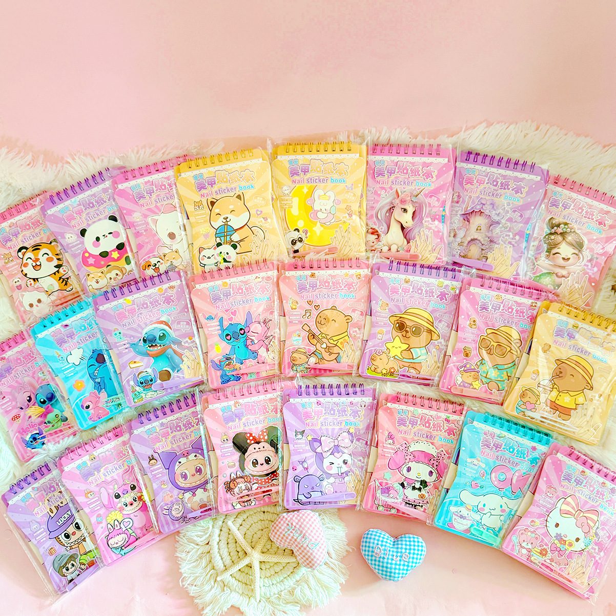 Cute pegatinas de uñas de luz nocturna chicas diy trajes personajes de vestuario dibujos animados regalos de niños pegatinas de manicura libro