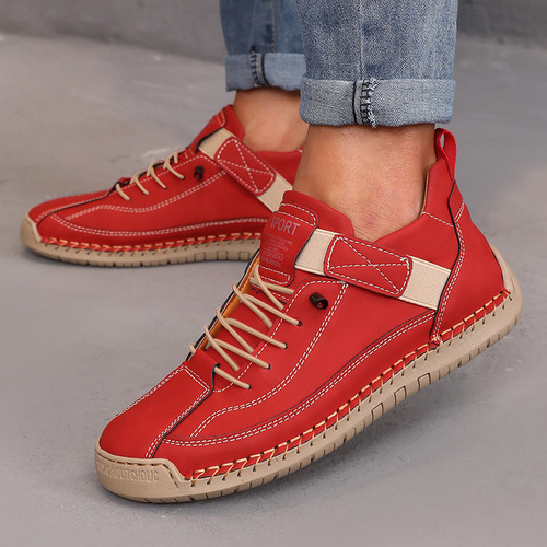 Spring and Autumn Fashion Couple Leather Boots Outdoor Casual Men and Women Plus Size Short Boots Handmade Men's Boots