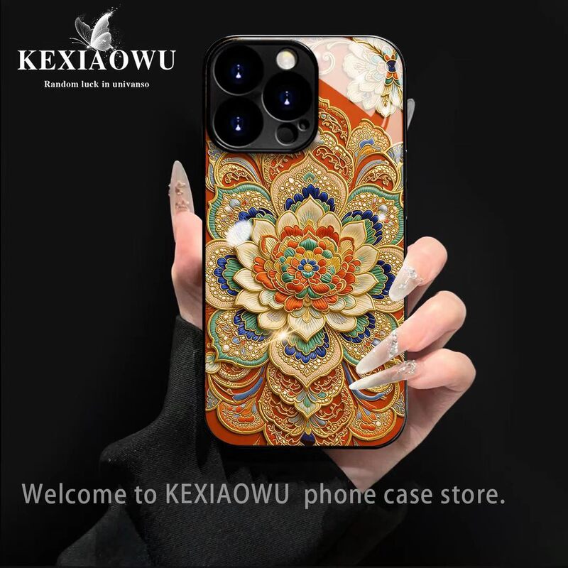 Dunhuang Colorful Lotus Pattern Is Suitable for Apple 17Promax Mobile Phone Case Huawei Mate80 New Model Pura90 Glass 70 Dunhuang Colorful Lotus Pattern Is Suitable for Apple 17Promax Mobile Phone Case Huawei Mate80 New Model Pura90 Glass 70
