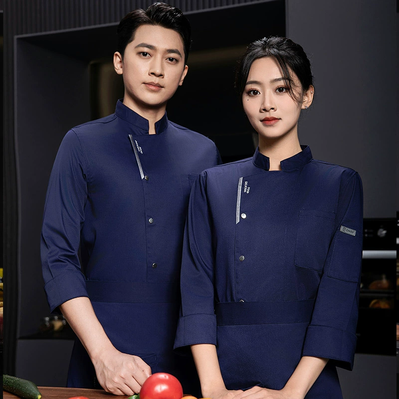 Шеф-повар костюм мужской печатный логотип с длинными рукавами дышащий тонкий отель ресторан ресторан столовая кухня увеличенная хлопковая женщина