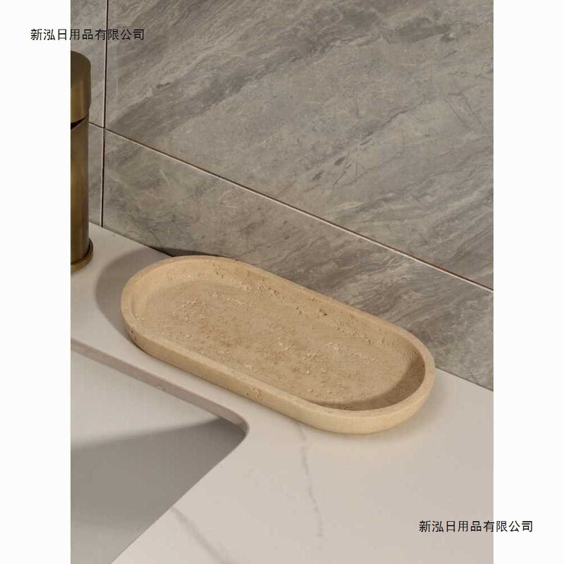 Travertine Washbasin Tray Bathroom Sink Cup Holder Mouthwash Cup Washstand Storage Rack Countertop Tray