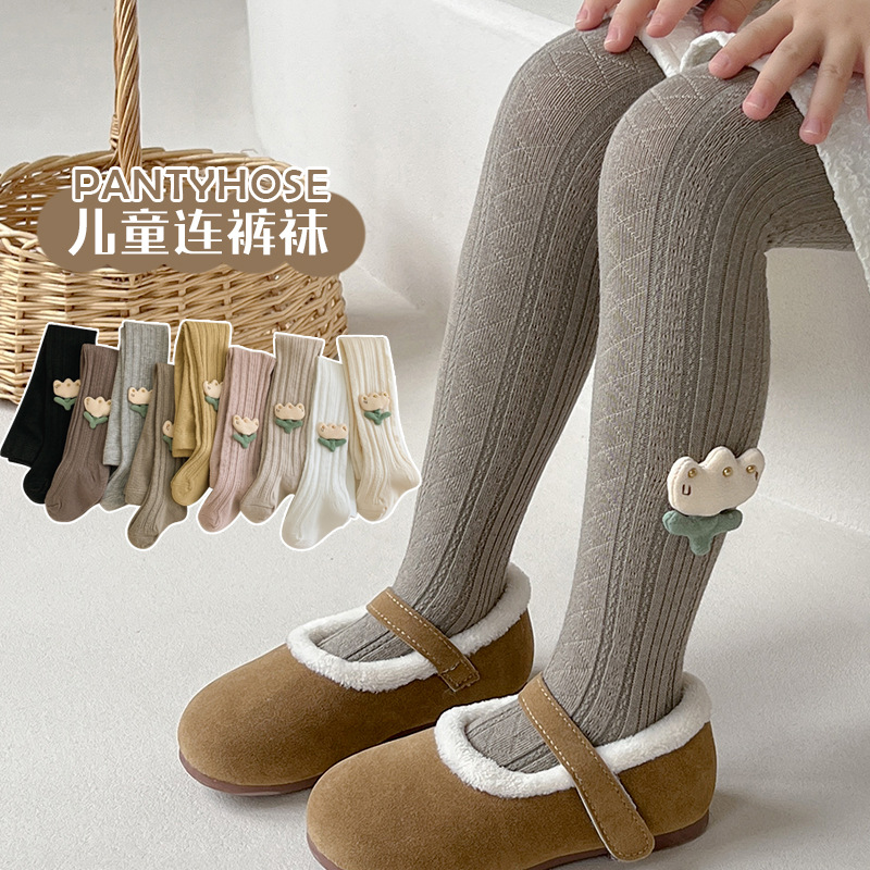 23 otoño nuevo patrón de diamante tulipán pantimedias los niños ajustable niñas desgaste exterior lindo polainas Calcetines