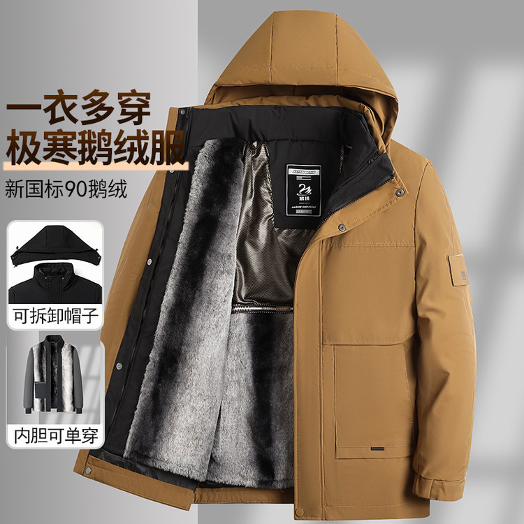 Tommy La Meng Goose down Jacket Men's Short Winter Coat with Fleece Lining, Thickened and Warm, Inner Liner for Middle-Aged Dad's Winter Outfit Tommy La Meng Goose down Jacket Men's Short Winter Coat with Fleece Lining, Thickened and Warm, Inner Liner for Middle-Aged Dad's Winter Outfit