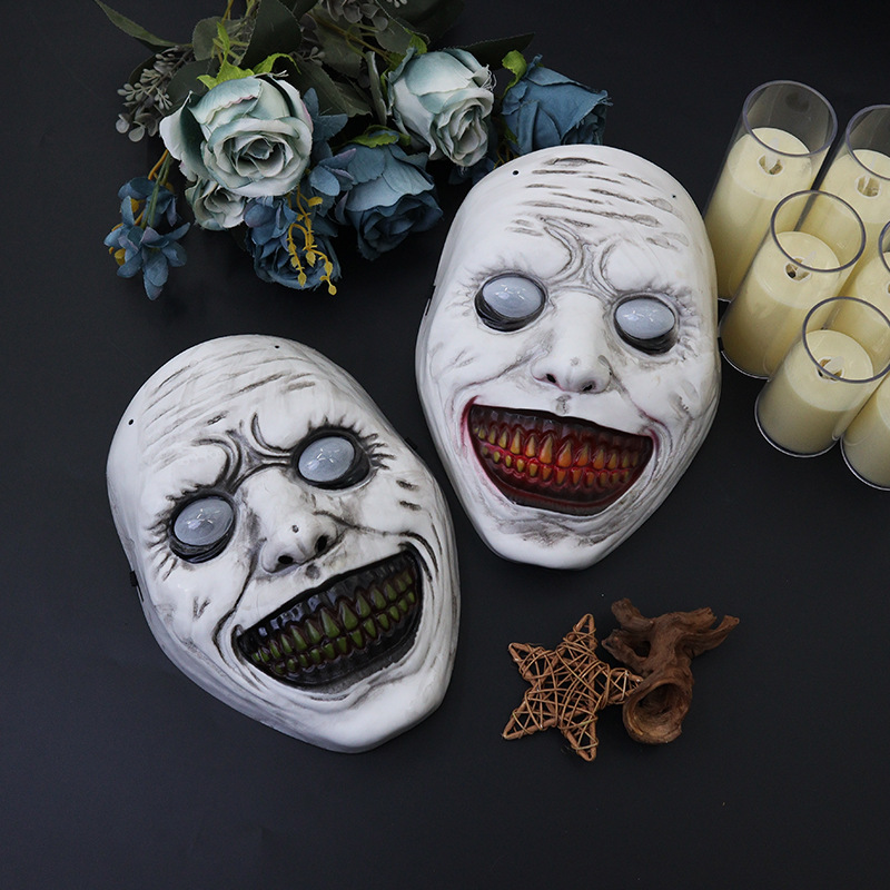 Transfronterizos nueva máscara de terror de Halloween exorcista vestido de baile espantoso cos espectáculo accesorios máscara de ojos de alto nivel