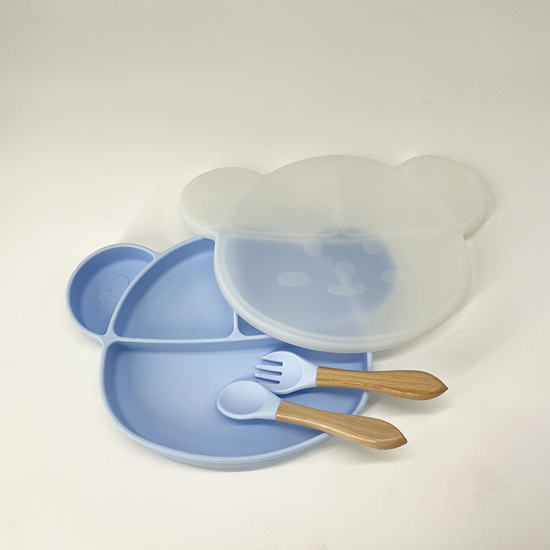 HCD-023 (미키 접시 + 먼지 덮개 + 나무 포크 스푼) 라이트 퍼플