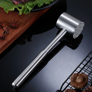 New Loose Meat Hammer One-piece Stainless Steel Household Kitchen Steak Hammer Double-sided Dual-purpose Meat Tenderness Broken Rib Solid Meat Hammer