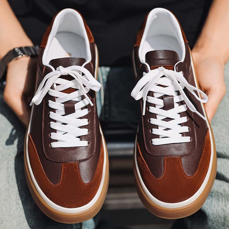 [Cuero de vaca de la cabeza] Nuevo comercio exterior transfronterizo spot de cuero de vaca transpirable zapatos deportivos casuales para hombres
