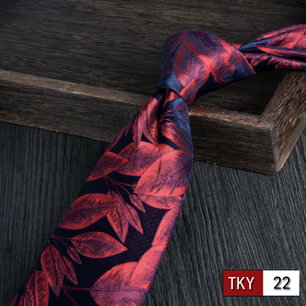 Corbata hombre vestido de negocios profesionales vino rojo novio casamiento Jacquard 8cm mano nueva tendencia spot